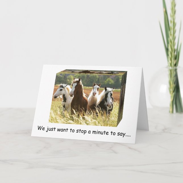 Carte **50e ANNIVERSAIRE** LES CHEVAUX DE TEMPS DE PLAIS (Devant)