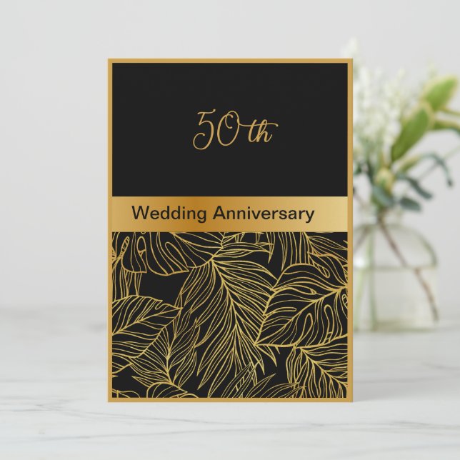 carte 50e anniversaire mariage or noir vert (Debout devant)