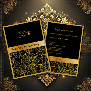 carte 50e anniversaire mariage or noir vert