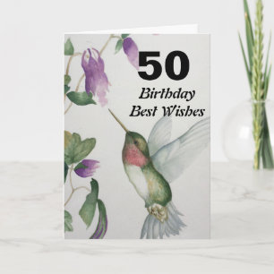 Carte 50e anniversaire Meilleurs voeux 50 Joli colibri