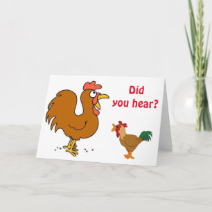 Carte "50e ANNIVERSAIRE" MÊME LES POULES SE MOQUENT DE V