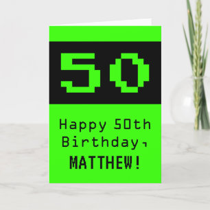 Carte 50e anniversaire : Nerdy / Geeky Style "50" et nom