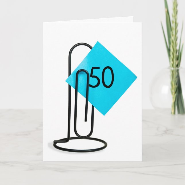 Carte 50e Anniversaire Note sur un clip papier (Devant)