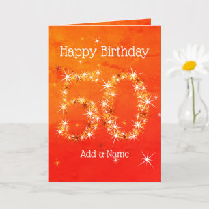 Carte 50e anniversaire - Numéro d'étoile Rouge Orange Gl
