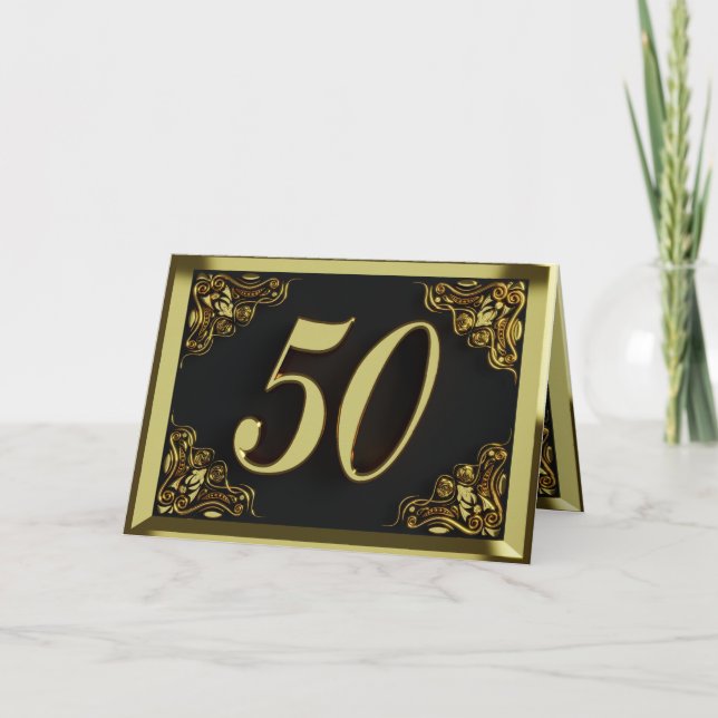 Carte 50e anniversaire ou anniversaire Regal Gold et Noi (Devant)