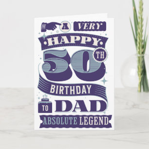 Carte 50e anniversaire Papa Retro Hipster Typographie Lé