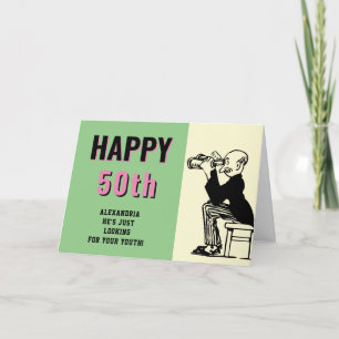 Carte 50e anniversaire Personnalisé Retro Drôle Cartoon