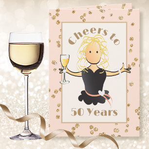Carte 50e anniversaire pour elle Glitter Blonde Fun Cart