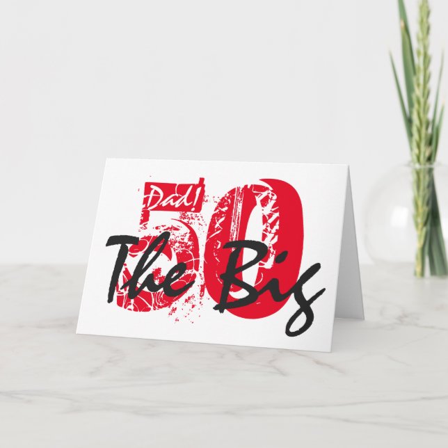 Carte 50e anniversaire pour papa, noir, lettres blanches (Devant)