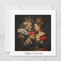 Carte 50e Anniversaire Roi et Reine de Coeur Royal