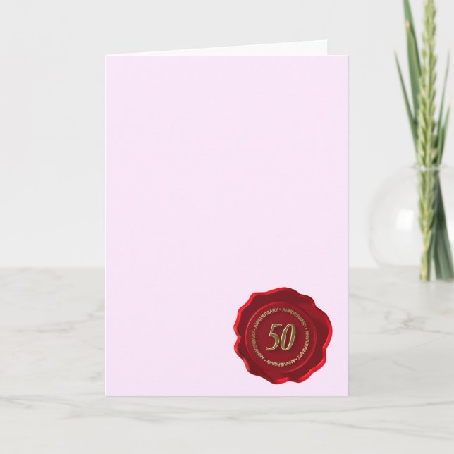 Carte 50e anniversaire sceau de cire rouge (Devant)