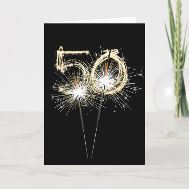 Carte 50e anniversaire Sparklers sur Noir (Devant)