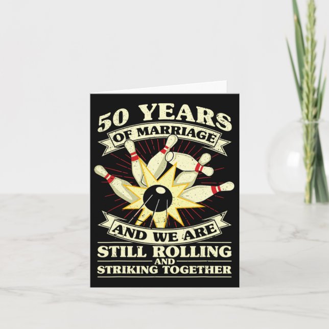 Carte 50e Mariage Anniversaire Bowling marié épouse Husb (Devant)