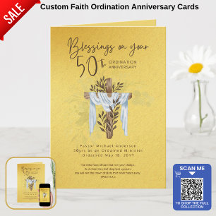 Carte 50e ORDINATION ANNIVERSAIRE Prêtre Pasteur Ministr