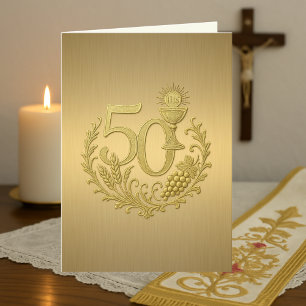 Carte 50ème anniversaire d'or pour le prêtre