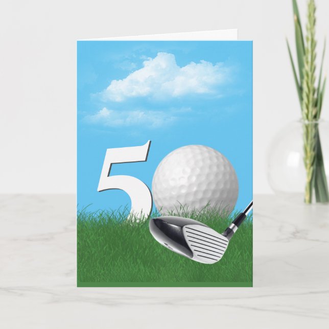Carte 50ème Anniversaire Golf Ball In Grass (Devant)