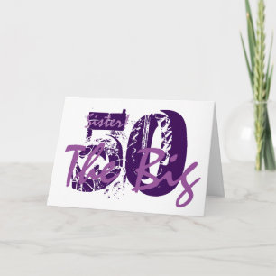Carte 50ème anniversaire pour soeur, texte violet sur bl