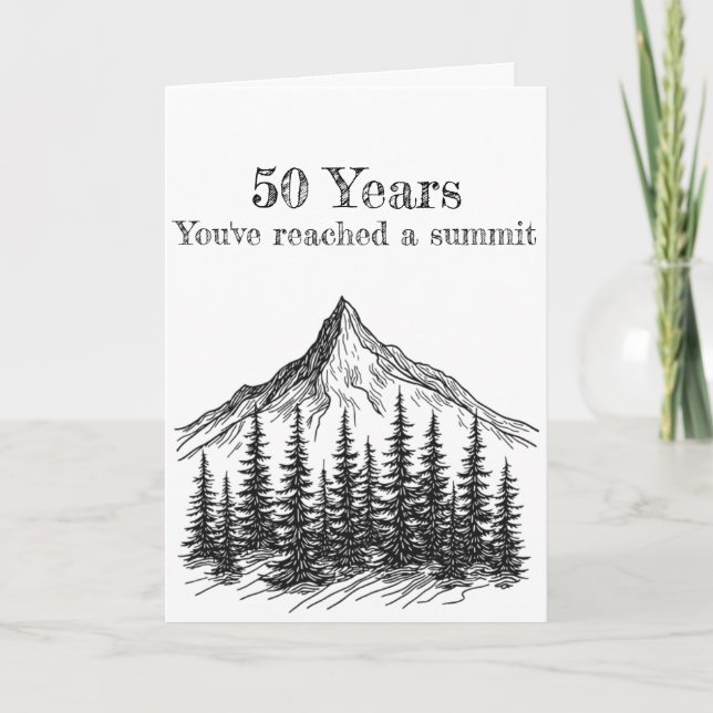 Carte 50th Black & White Mountain Summit Birthday (Devant)