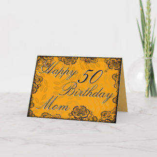 Carte 50th Happy Birthday Card - Orange Floral