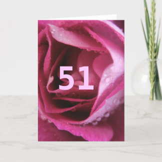 Carte 51 ans Anniversaire Délicat Féminin Rose Félicitat