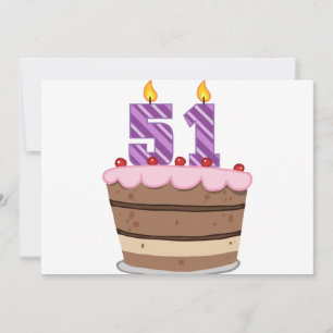 Carte 51 ans sur le gâteau d'anniversaire