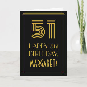 Carte 51e anniversaire : apparence inspirée de l'Art déc
