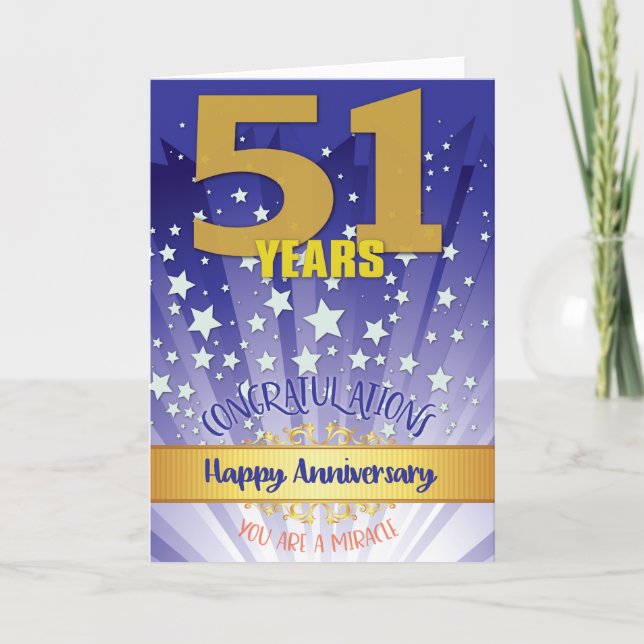 Carte 51e anniversaire de rétablissement chiffre gras (Devant)