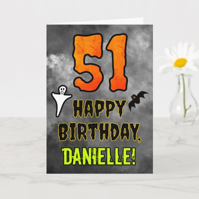 Carte 51e anniversaire : Eerie Halloween Thème + Nom per (Petite plante)
