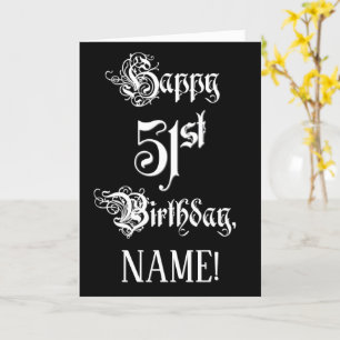 Carte 51e anniversaire : Fancy, Elegant Script + Nom per