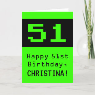 Carte 51e anniversaire : Nerdy / Geeky Style "51" et Nom