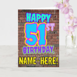 Carte 51e Anniversaire - Regard amusant inspiré du graff