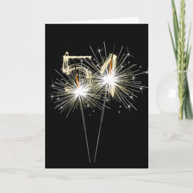 Carte 51e anniversaire Sparklers en noir (Devant)