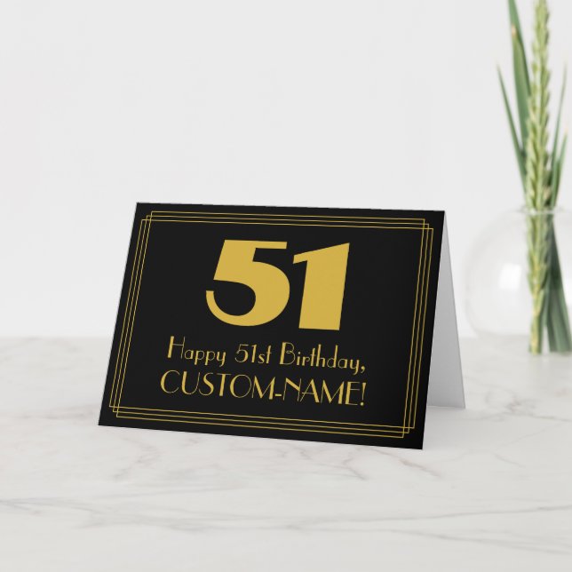 Carte 51e Anniversaire : Vue inspirée d'Art Déco "51" &  (Devant)