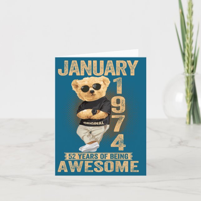 Carte 52 Year Old January 1974 Teddy Bear 52nd Birthday  (Devant)