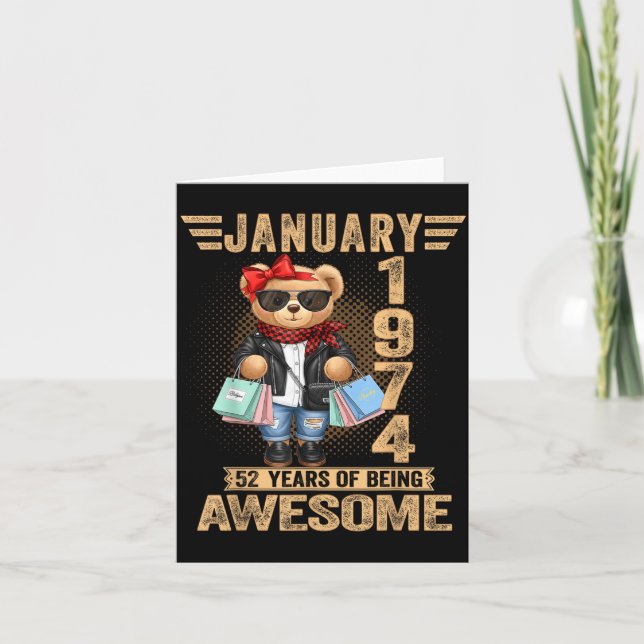 Carte 52 Year Old January 1974 Teddy Bear 52nd Birthday  (Devant)