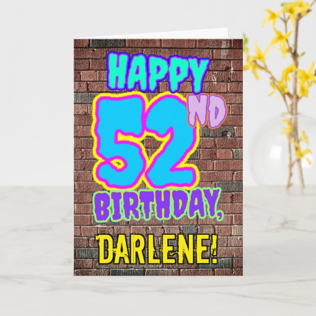 Carte 52e anniversaire - Amusant, Graffiti urbain inspir (Fleur jaune)