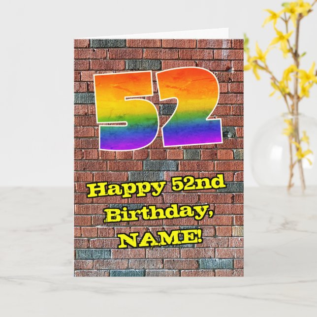 Carte 52e anniversaire : Arc en ciel inspiré par les gra (Fleur jaune)