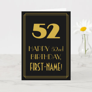 Carte 52e anniversaire - Art Déco Inspiré Look "52" & No