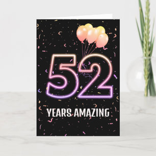Carte 52e anniversaire Ballons et Confetti