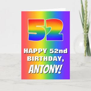 Carte 52e anniversaire : coloré, amusant Motif arc-en-ci