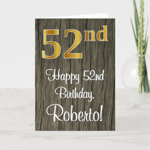 Carte 52e anniversaire : Elégant look d'or Faux #, Faux