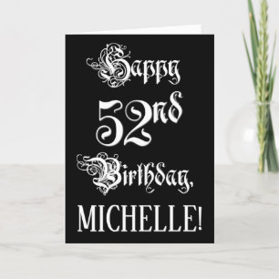 Carte 52e anniversaire : Fancy, Elegant Script + Nom per