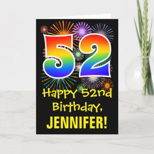 Carte 52e anniversaire : Fun Fireworks Motif + Rainbow 5