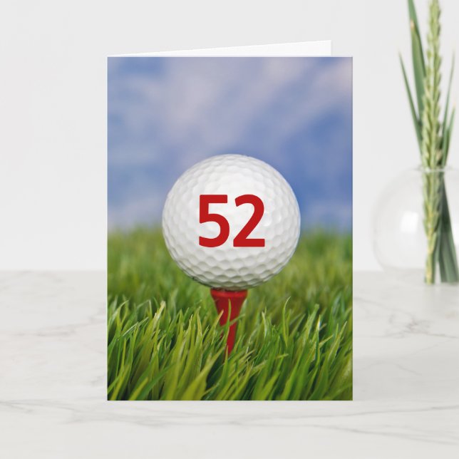 Carte 52e anniversaire Golf Ball on Red Tee (Devant)