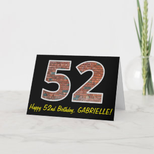 Carte 52e anniversaire - Motif de mur de briques "52" av