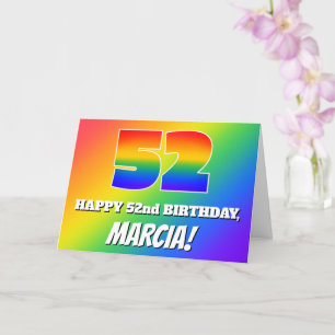 Carte 52e anniversaire : Motif Rainbow multicolore # 52