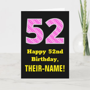 Carte 52e anniversaire : Pink Stripes and Hearts "52" +