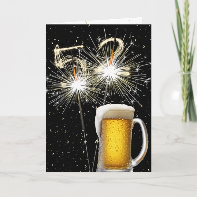 Carte 52e anniversaire Sparklers avec Beer Mug (Devant)