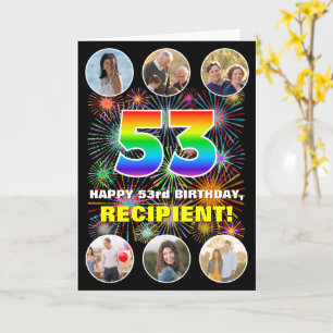 Carte 53e anniversaire : Arc-en-ciel amusant #, Nom pers