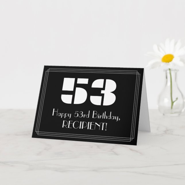Carte 53e anniversaire : Art Déco Inspiré Look "53" & No (Petite plante)